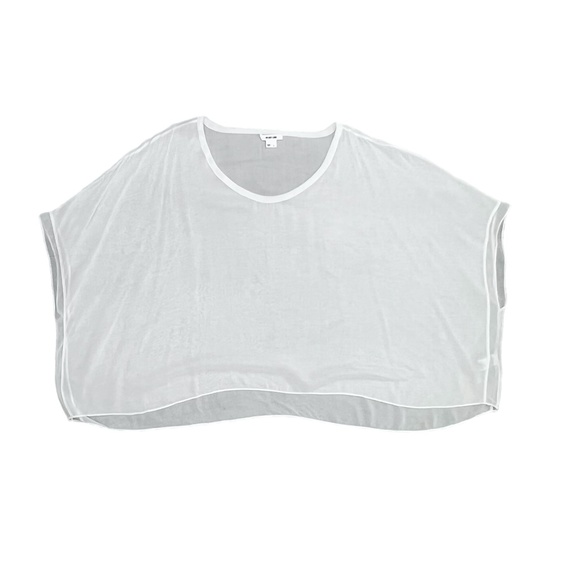 HELMUT LANG WHITE SEMI SHEER OVERSIZED ASYMMETRICAL BOXY CUT BATWING TOP - Picture 8 of 12